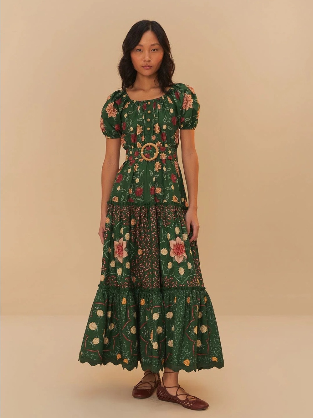 Farm Rio Green Pineapple Garden Organic Cotton Maxi Dress size small NWOT